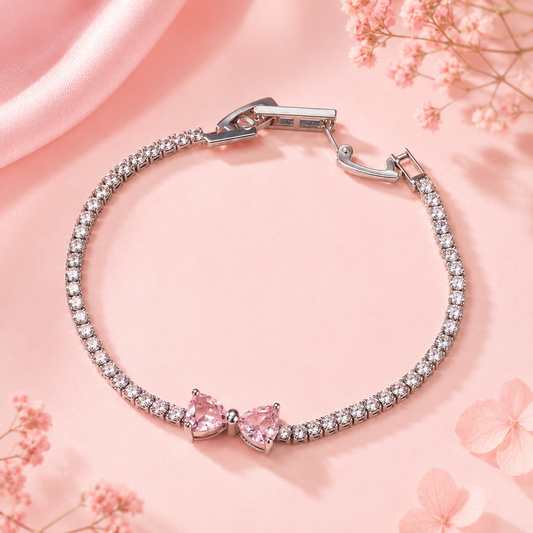 Pink Rhinestone Bow Bracelet