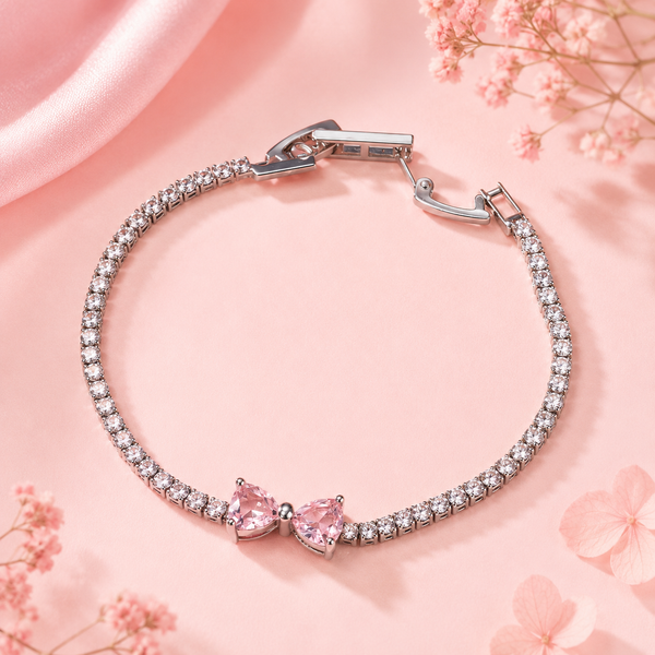 Pink Rhinestone Bow Bracelet