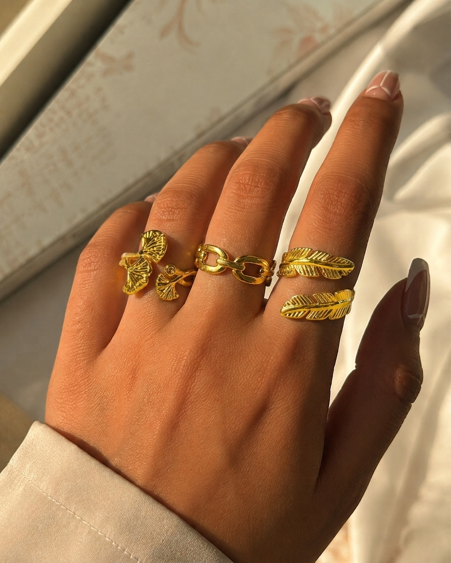 Golden  Elegance Rings (pack of three)