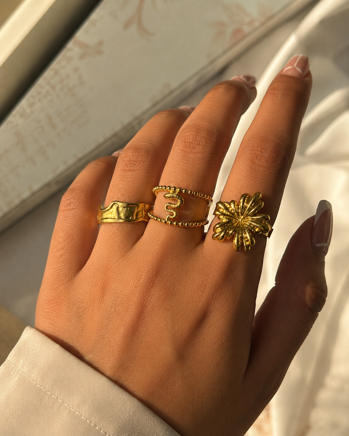 Golden Elegance 18K Gold-Plated Ring Collection (pack of three)
