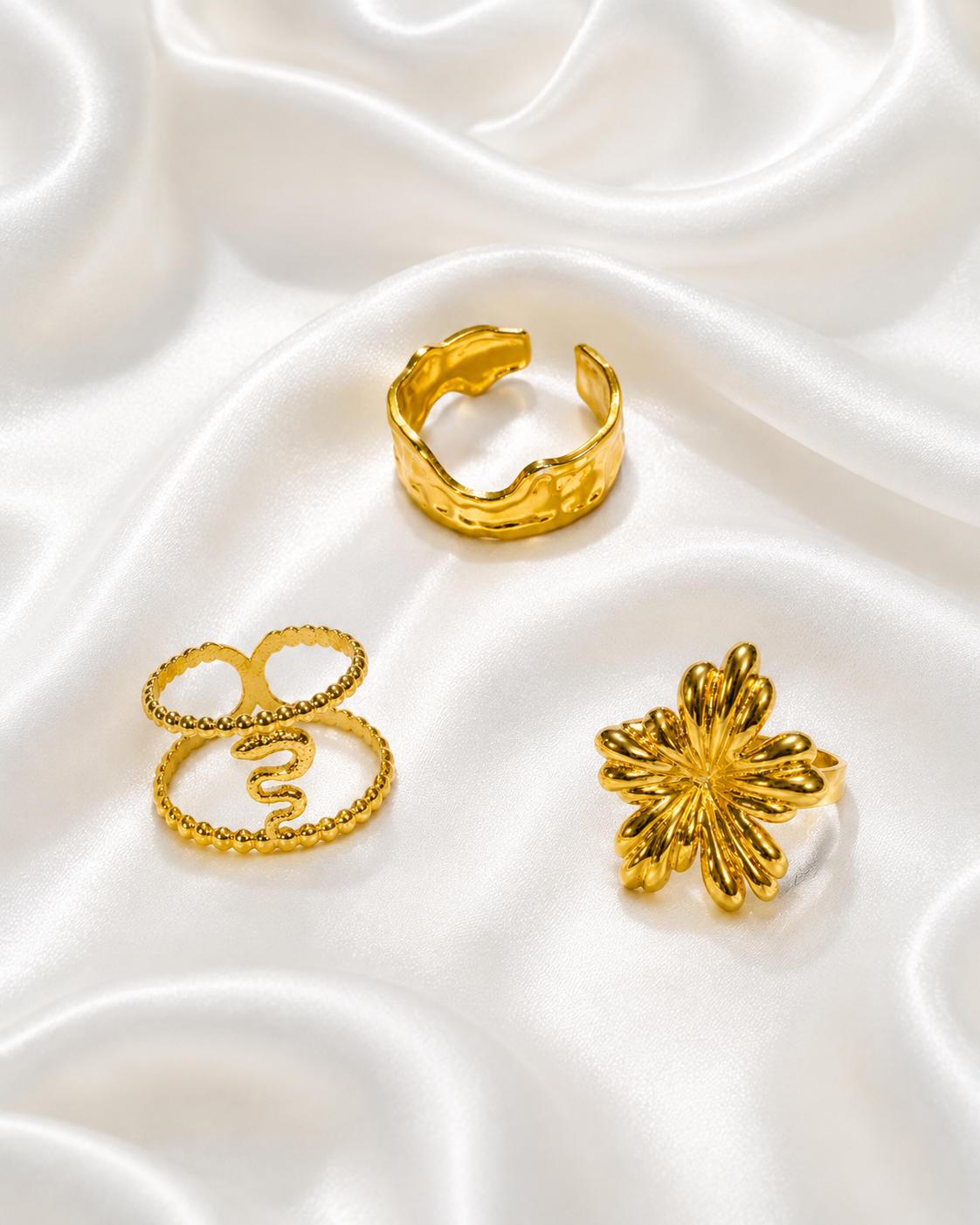 Golden Elegance 18K Gold-Plated Ring Collection (pack of three)