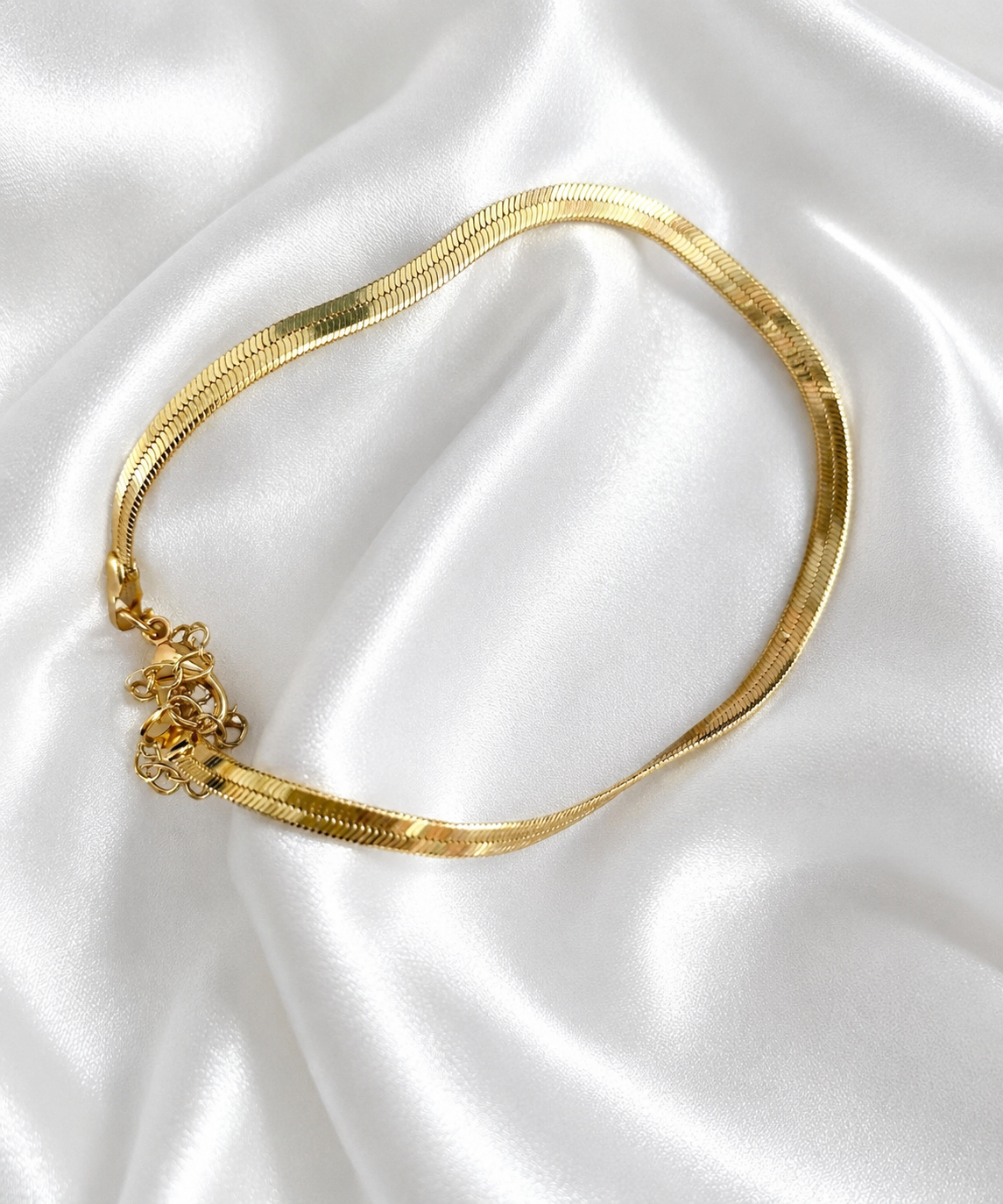 18K Gold-Plated Herringbone Bracelet (Anti-Tarnish)