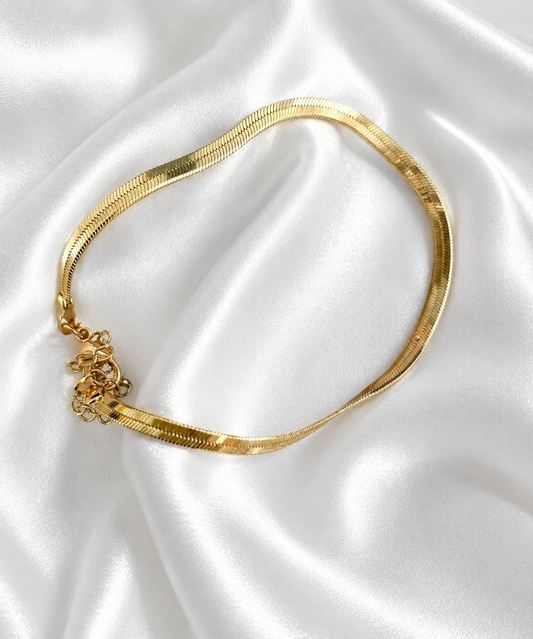 18K Gold-Plated Herringbone Bracelet (Anti-Tarnish)